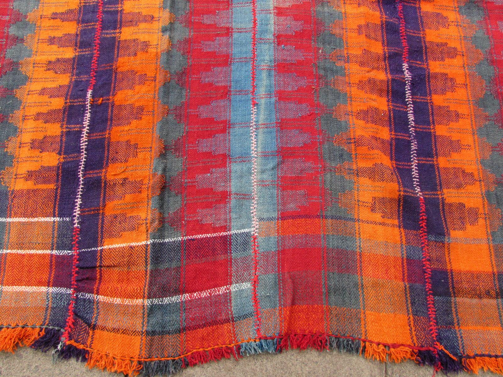 Indian Handmade Vintage Mojj Style Kilim, 1960s, 1Q0194