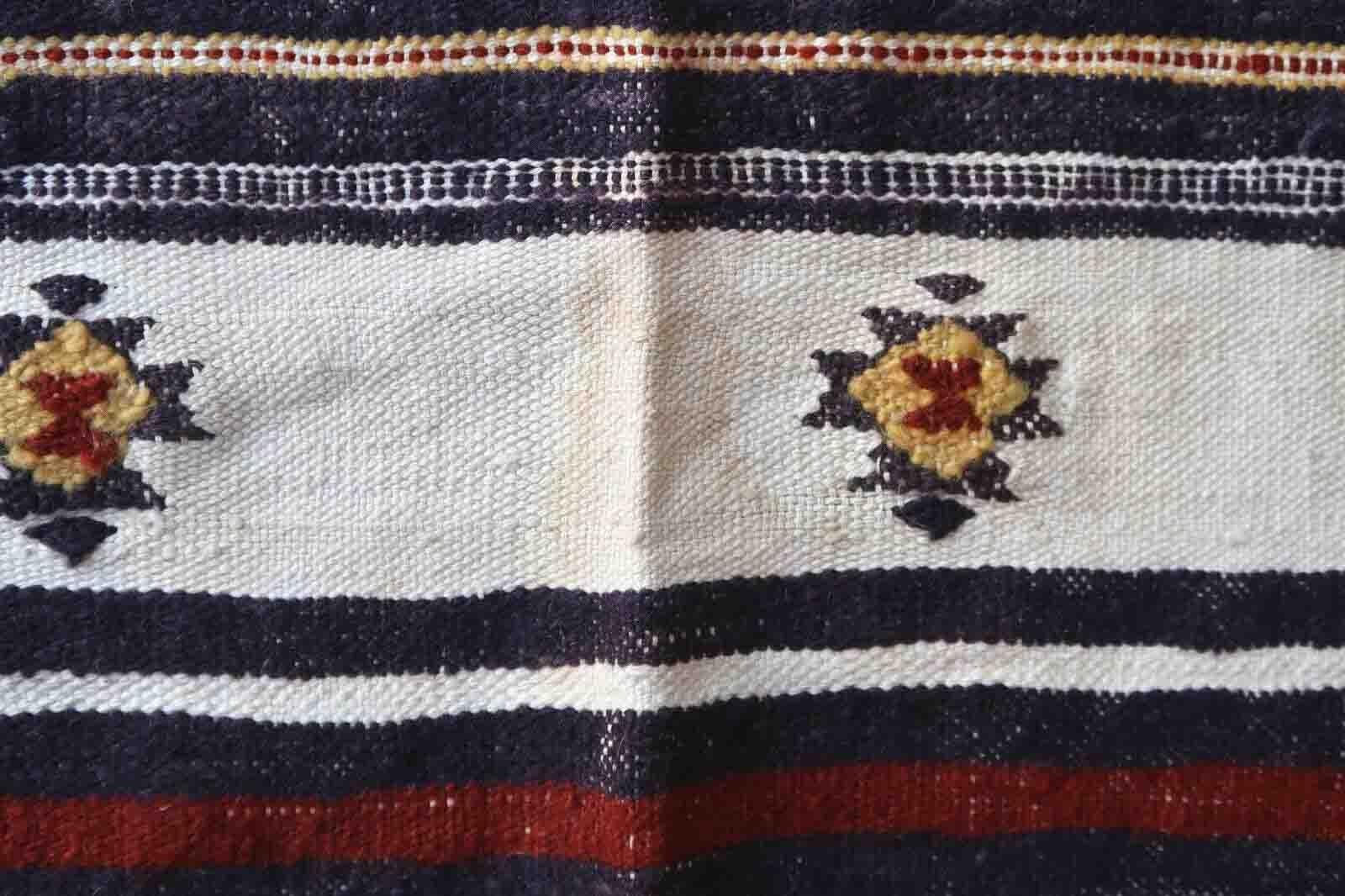 Hand-Knotted Handmade Vintage Moroccan Berber Kilim, 1950s, 1p111 For Sale