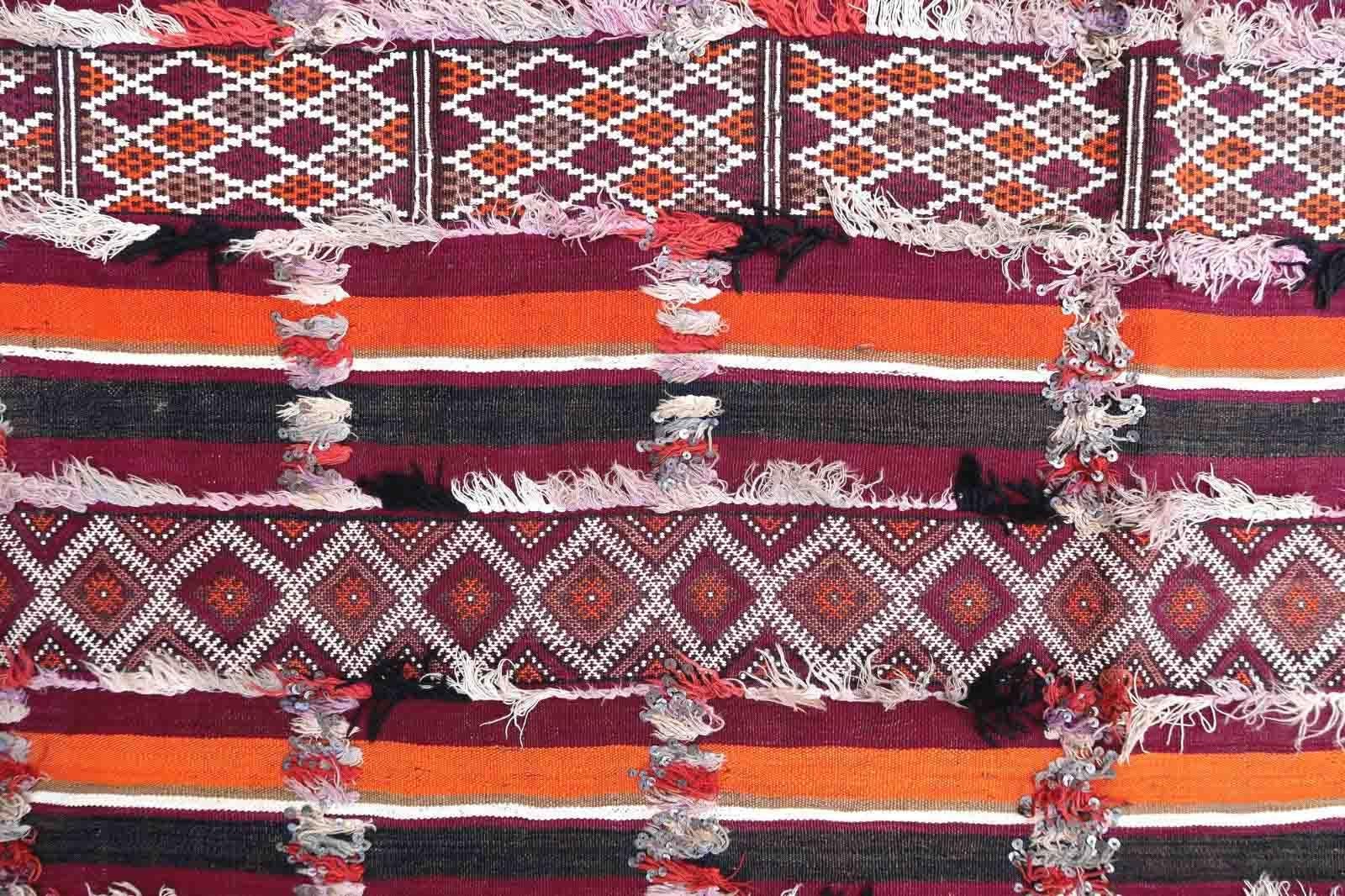 Wool Handmade Vintage Moroccan Berber Kilim, 1950s, 1P123 For Sale