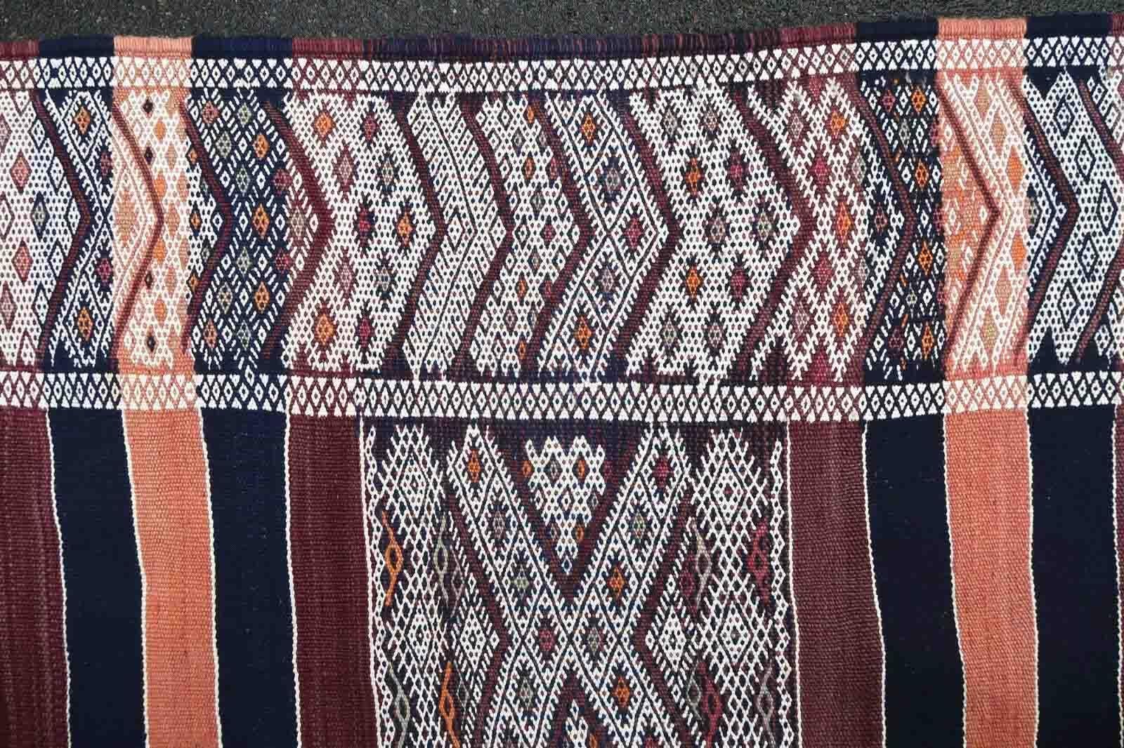 Mid-20th Century Handmade Vintage Moroccan Berber Kilim, 1950s, 1P124 For Sale