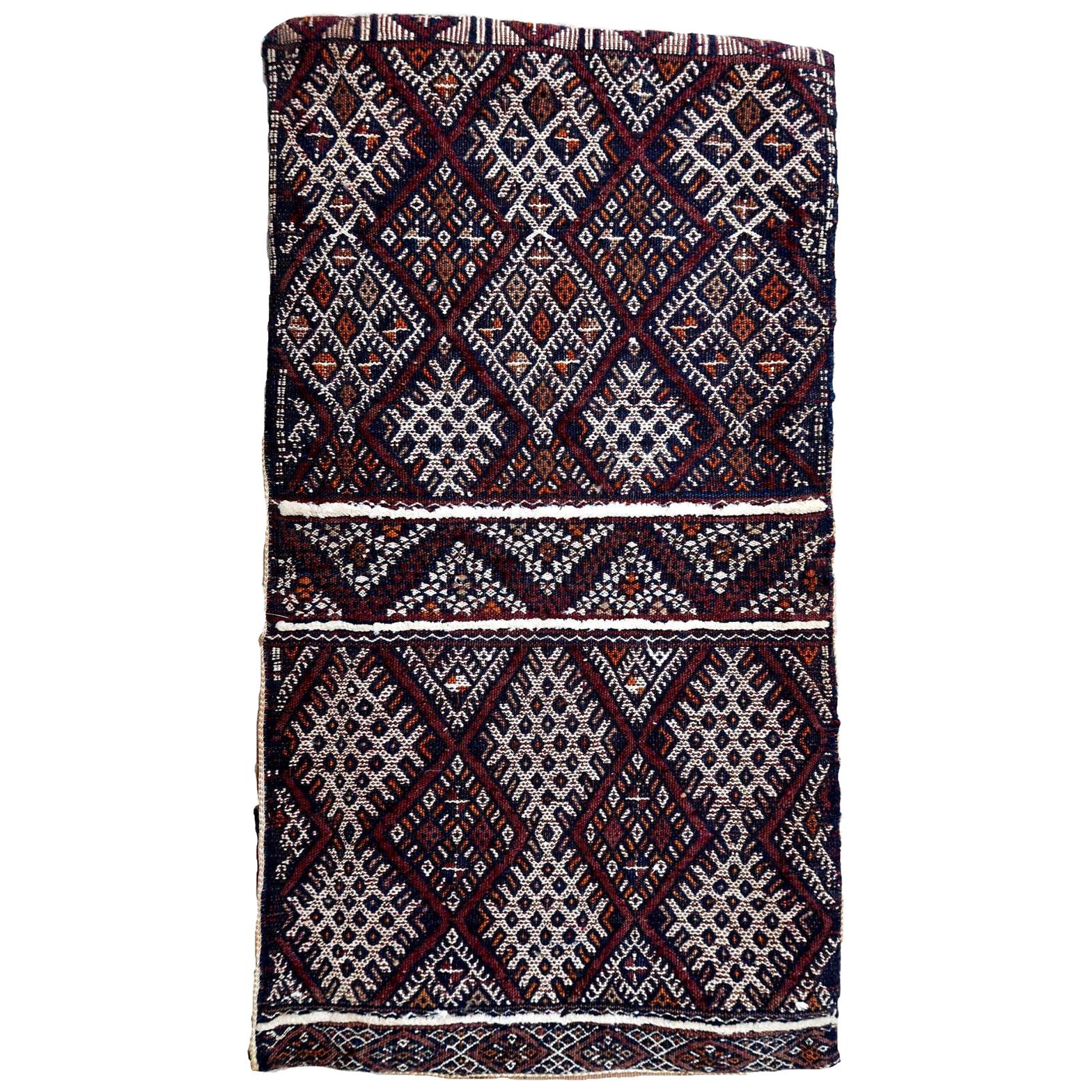 Handmade Vintage Moroccan Berber Kilim Cushion, 1950s, 1P41 For Sale