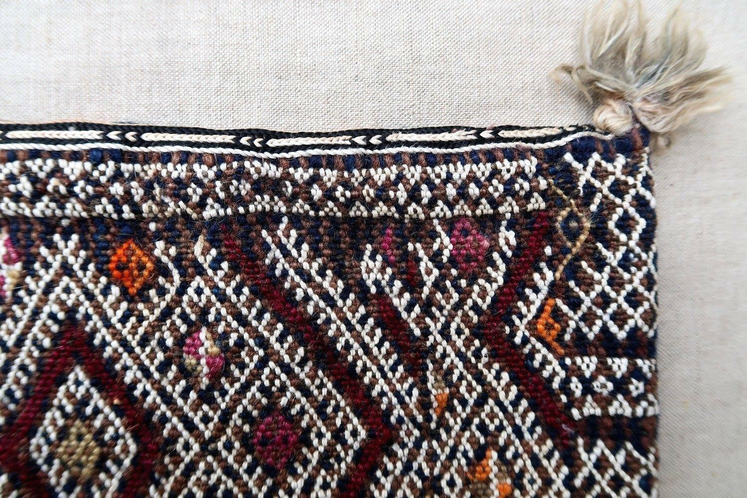 Hand-Knotted Handmade Vintage Moroccan Berber Kilim Cushion, 1950s, 1P43 For Sale