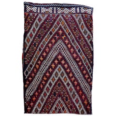 Coussin Kilim berbère marocain vintage fait à la main, années 1950, 1P45