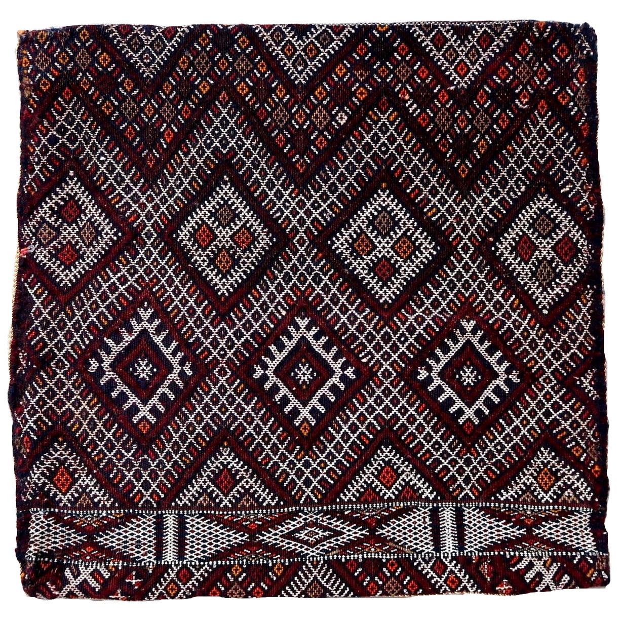 Handmade Vintage Moroccan Berber Kilim Cushion, 1950s, 1P46 For Sale