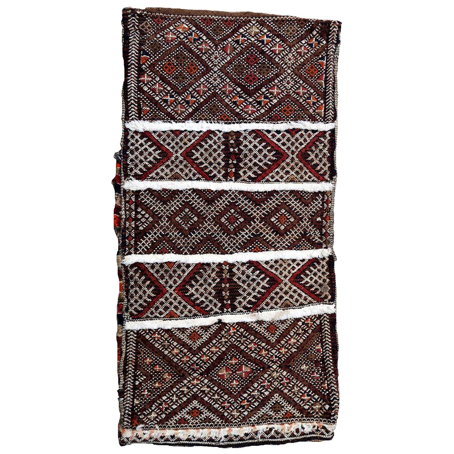 Handmade Vintage Moroccan Berber Kilim Cushion, 1950s, 1P47 For Sale