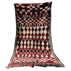 Handmade Vintage Moroccan Berber Red Rug 4.1' x 8.3', 1990s - 1G08