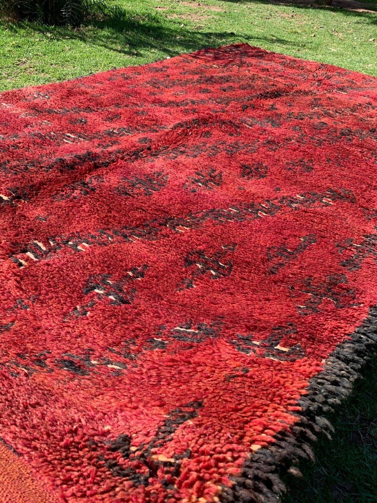 Late 20th Century Handmade Vintage Moroccan Berber Red Rug 6.5' x 10.8', 1980s - 1G06 For Sale