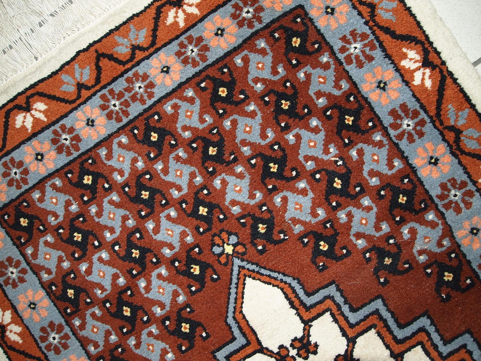 Hand-Knotted Handmade Vintage Moroccan Berber Rug, 1970s, 1C630 For Sale