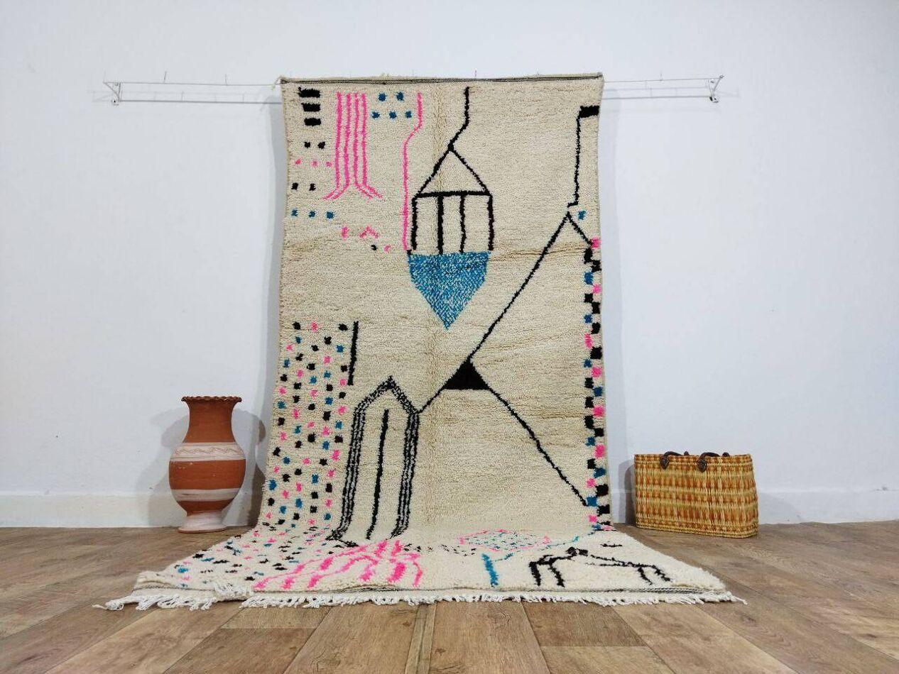 Handgefertigter marokkanischer Berberteppich 4,1' x 9,3', 1980er Jahre, 1X09 (Handgeknüpft) im Angebot