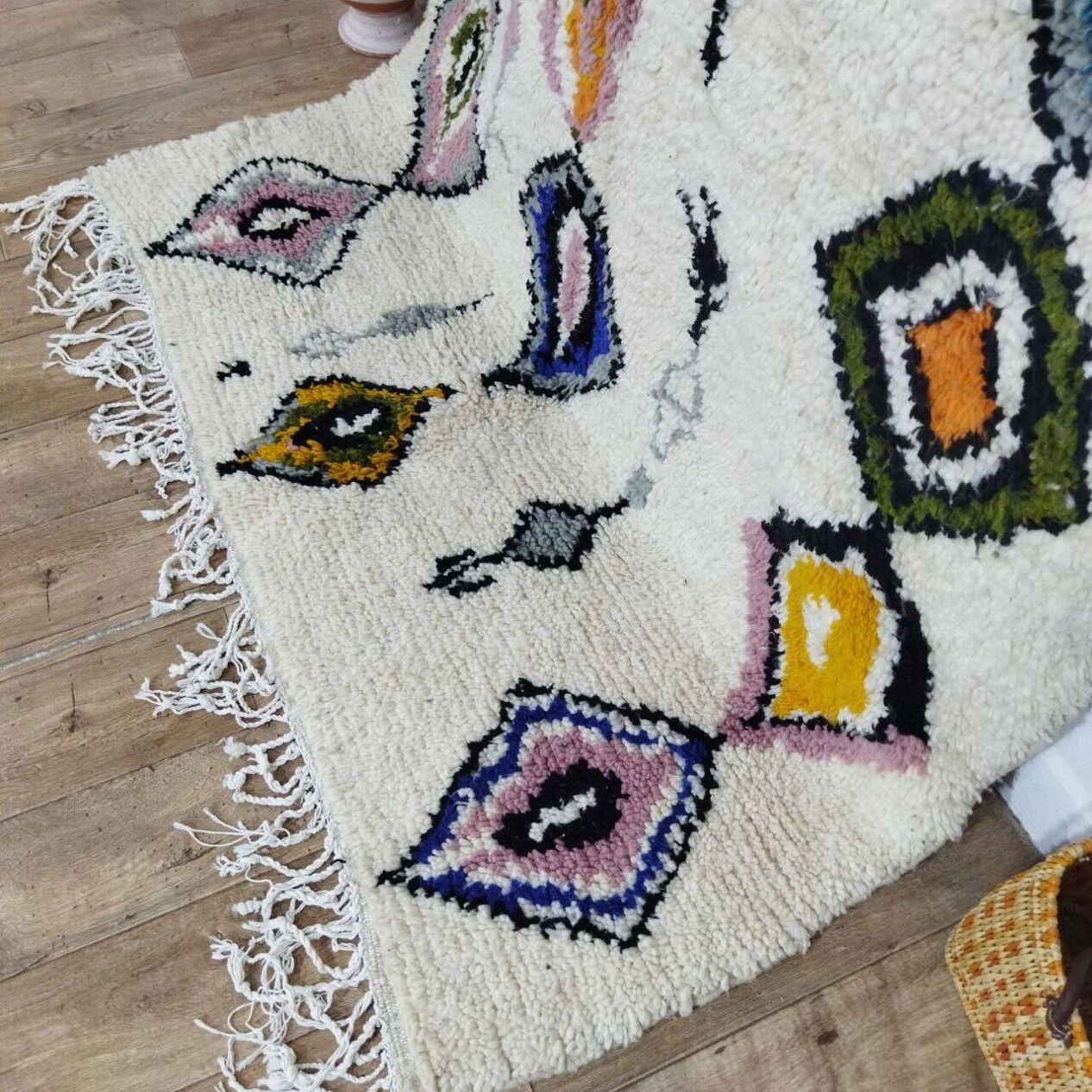 Noué à la main Tapis berbère marocain vintage fait à la main 4,8' x 7,3' 1980, 1X19 en vente