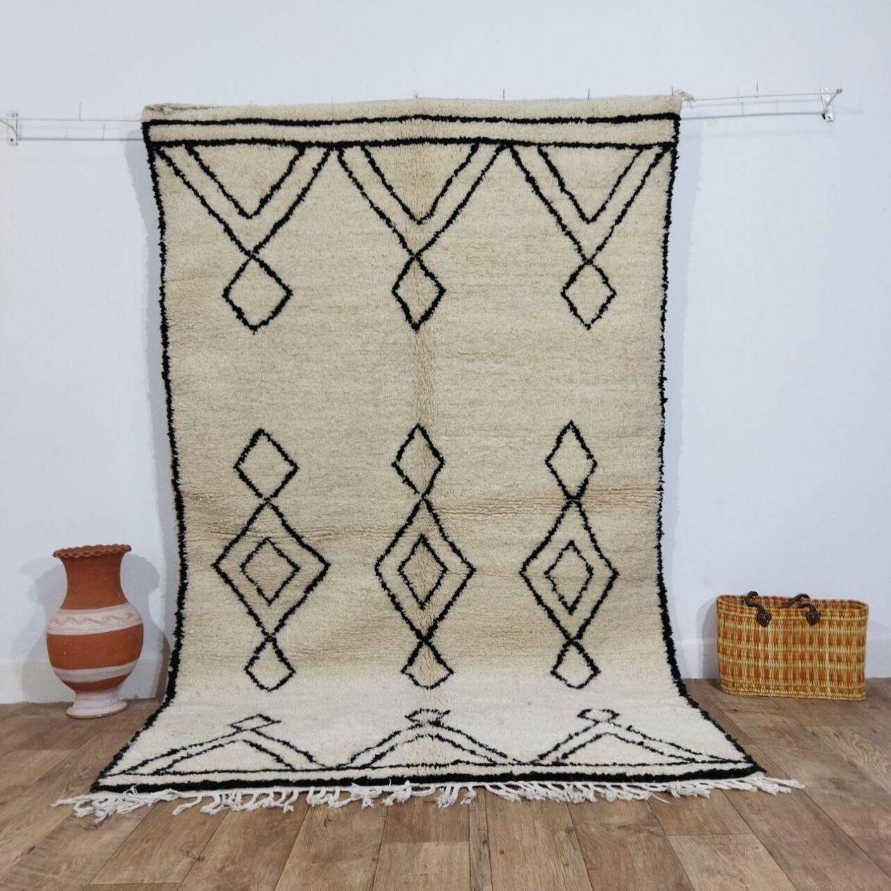 Laine Tapis berbère marocain vintage fait à la main 4,9' x 8,2' 1980, 1X17 en vente