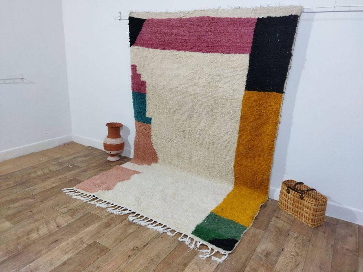 Hand-Knotted Handmade Vintage Moroccan Berber Rug 6.2' x 9.8', 1980s, 1X05 For Sale