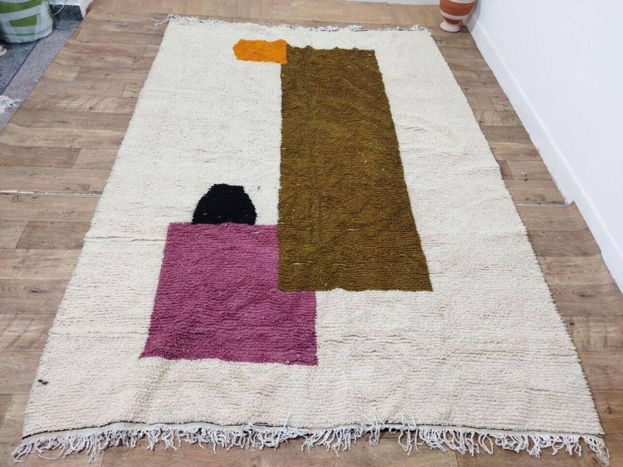 Noué à la main Tapis berbère marocain vintage fait à la main 6,8' x 9,8', années 1980, 1X04 en vente