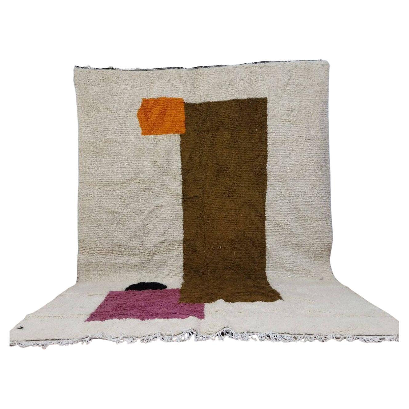 Handmade Vintage Moroccan Berber Rug 6.8' x 9.8', 1980s, 1X04