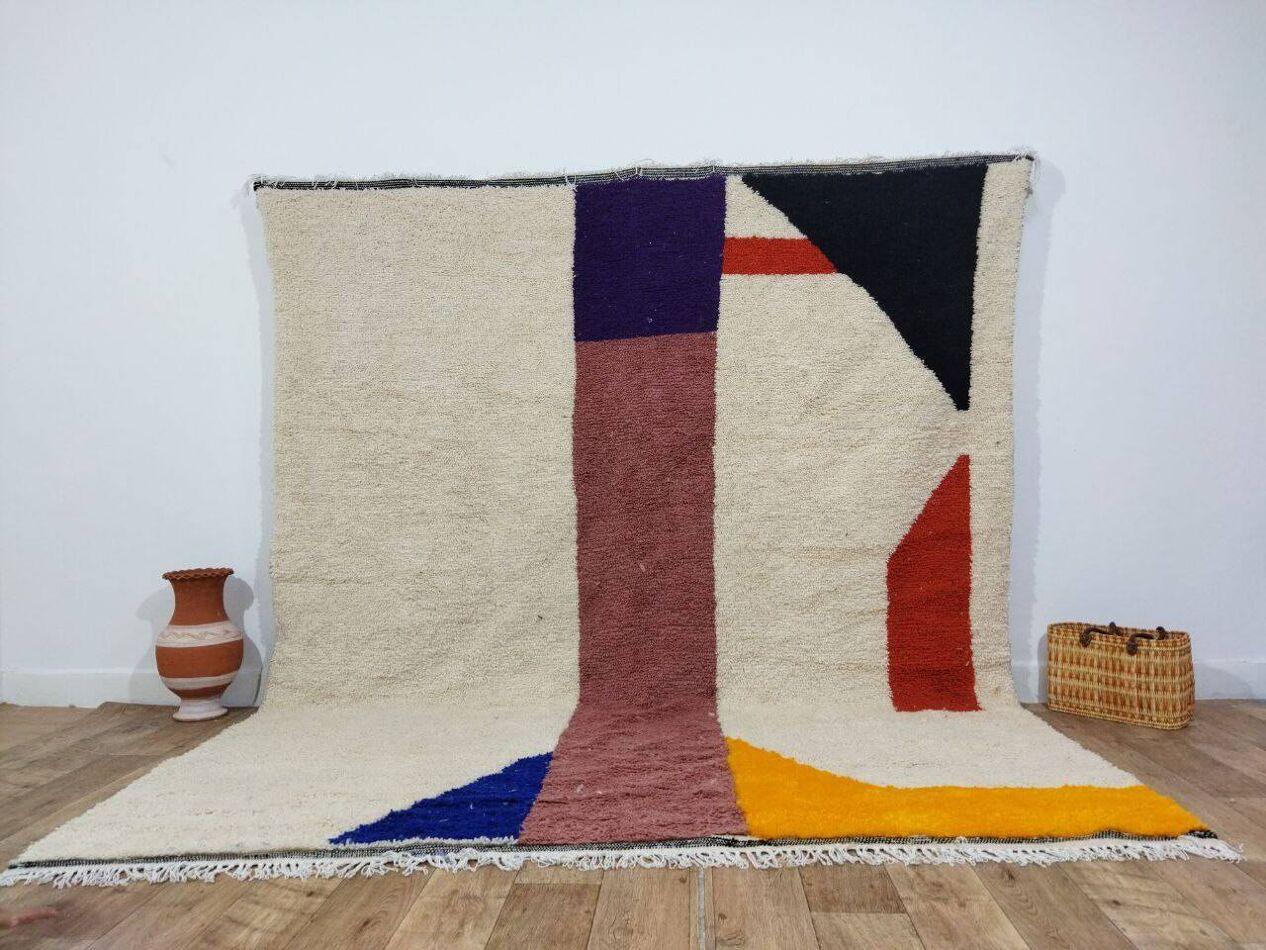 Pakistanais Tapis berbère marocain vintage fait à la main 8.4' x 9,9', années 1980, 1X06 en vente