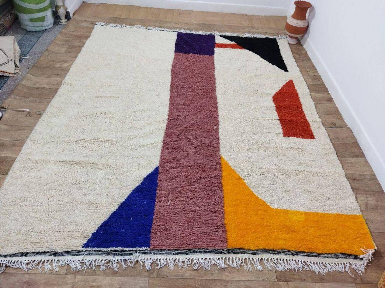 Noué à la main Tapis berbère marocain vintage fait à la main 8.4' x 9,9', années 1980, 1X06 en vente
