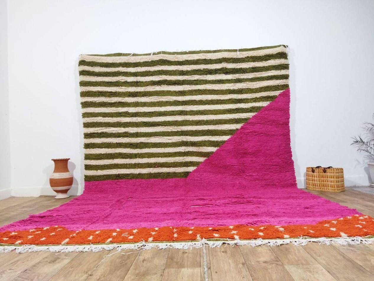 Hand-Knotted Handmade Vintage Moroccan Berber Rug 8.9' x 11.8', 1980s, 1X03 For Sale