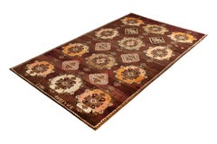 Handmade Vintage Moroccan-Style Rug Purple Geometric Medallion Pattern