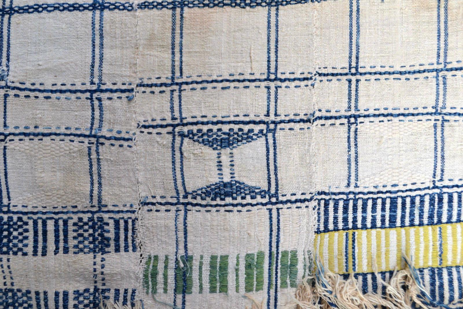 Nigerien Handmade Vintage Nigerian Zarma Embroidered Textile, 1950s, 1P27 For Sale