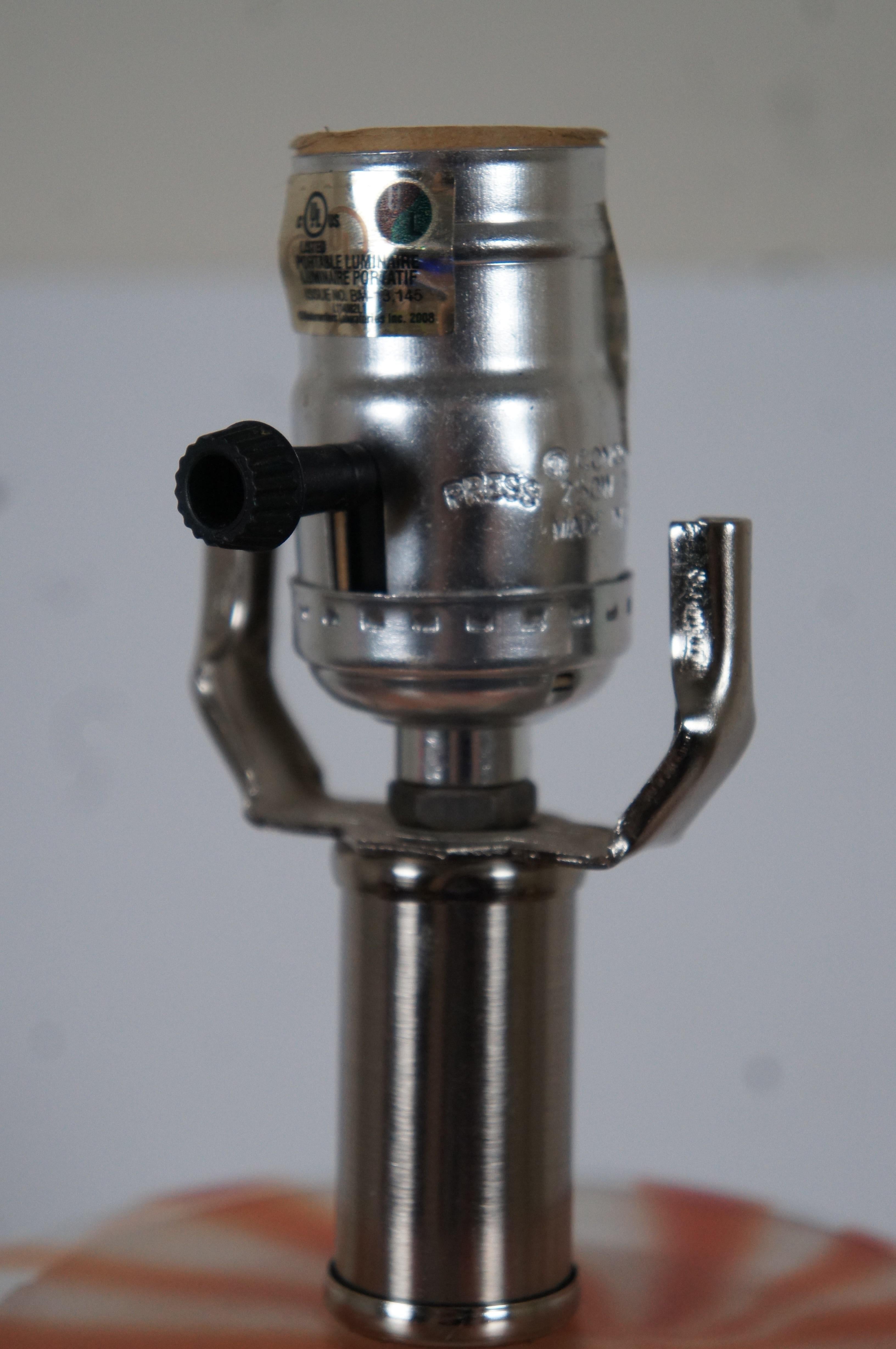 Lampe de bureau cylindrique vintage faite à la main, à rayures orange bonbons et verre d'art transparent en vente 1