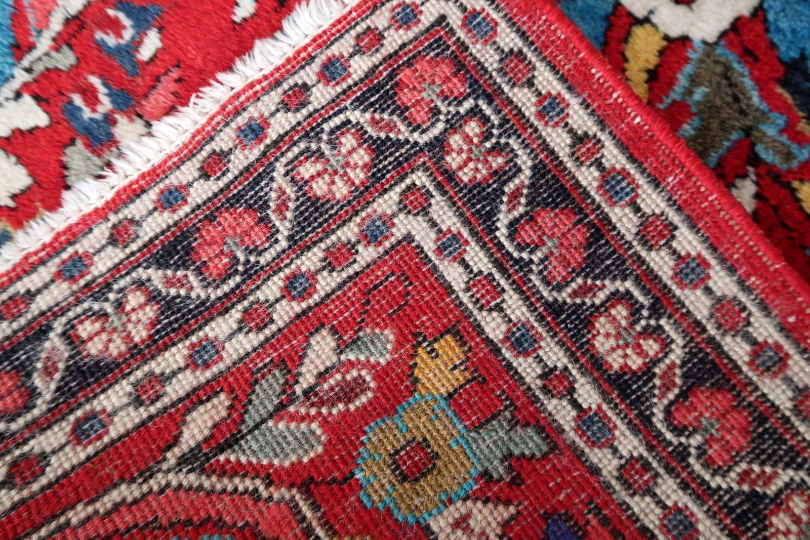 Handgefertigter orientalischer Sarouk-Teppich im Vintage-Stil 3.3' x 4,7', 1950er Jahre - 1C1096 im Angebot 4