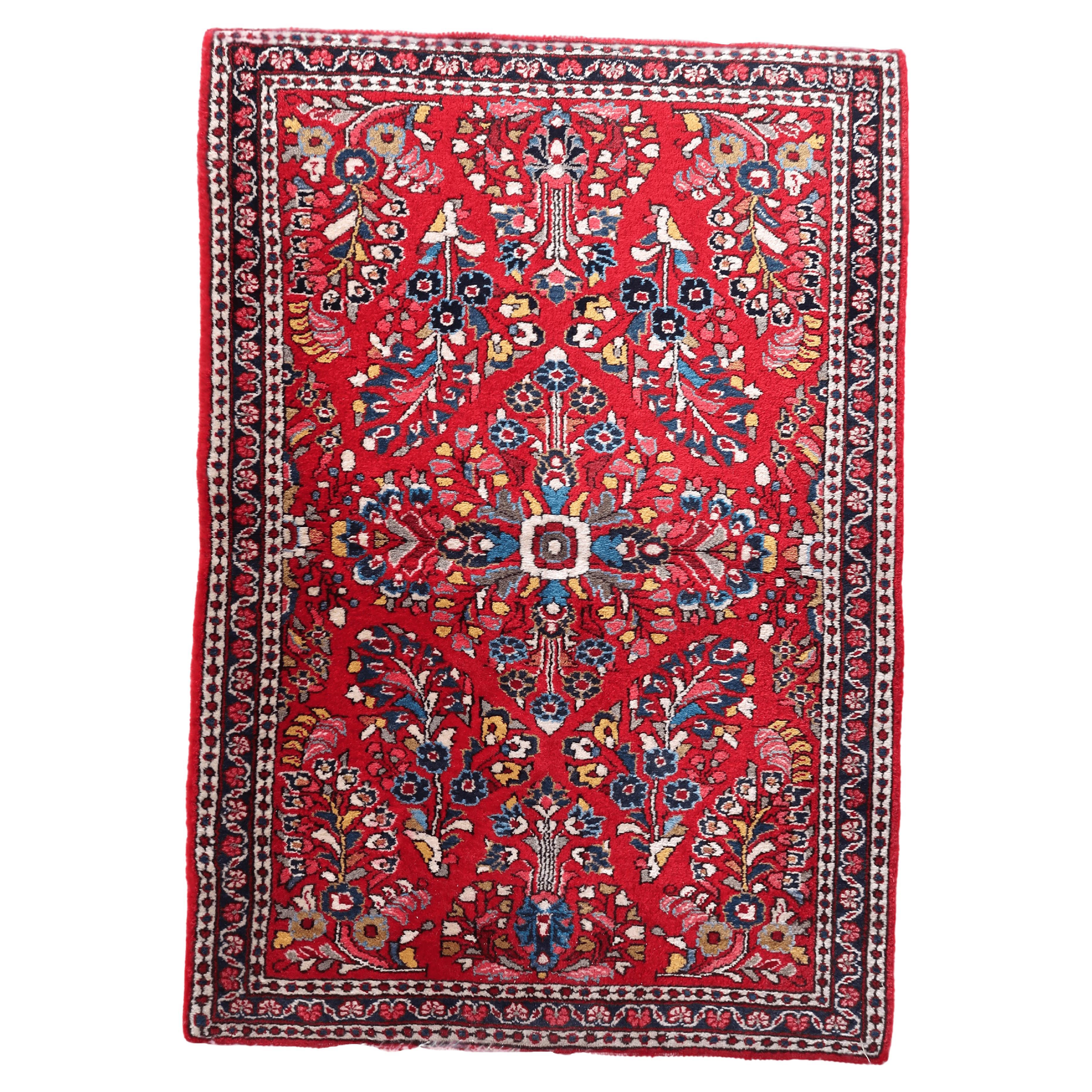 Handmade Vintage Oriental Sarouk Rug 3.3' x 4.7', 1950s - 1C1096 For Sale