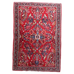 Handgefertigter orientalischer Sarouk-Teppich im Vintage-Stil 3.3' x 4,7', 1950er Jahre - 1C1096