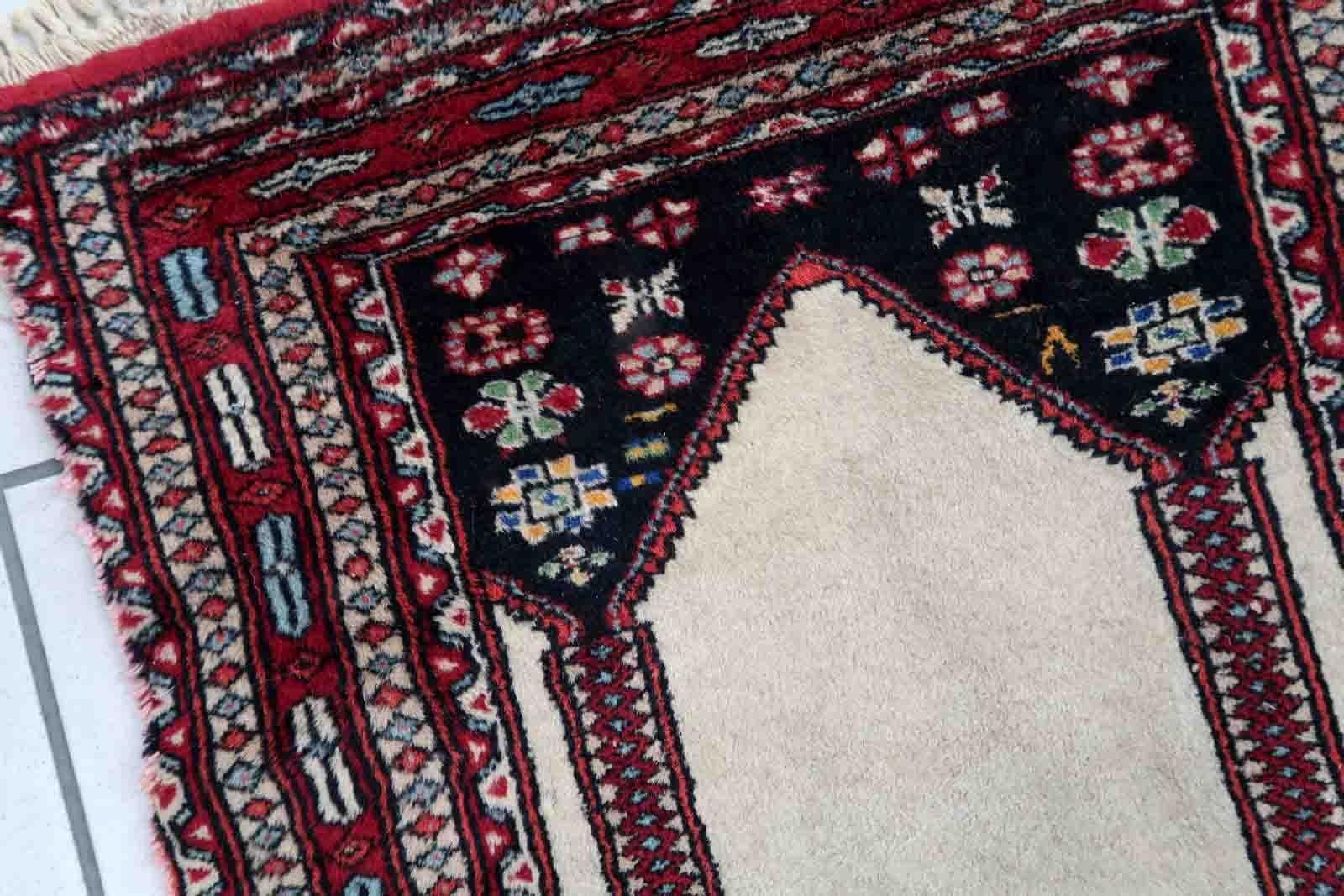 Lana Tappeto da preghiera Lahore pakistano vintage fatto a mano, anni '70, 1C867 in vendita