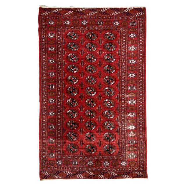 Handmade Vintage Turkmen Tekke Rug, 1970s, 1C631 For Sale at 1stDibs