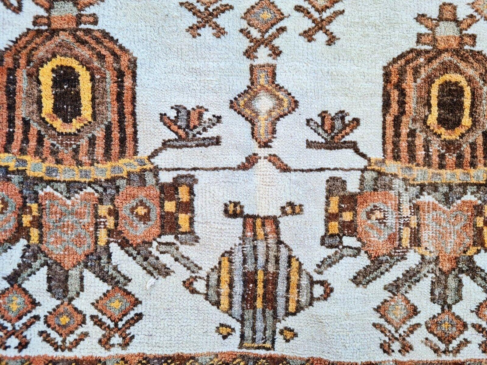 Tapis persan vintage Afshar fait main 4.1' x 5.3' 1930s - 2K44 Bon état - En vente à Bordeaux, FR
