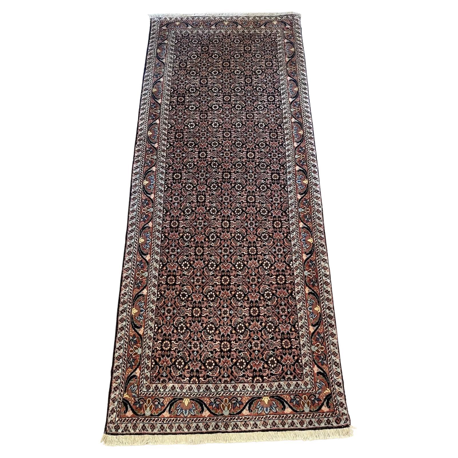Tappeto persiano vintage Bidjar fatto a mano 2,6' x 6,3', anni '70 - 1N67