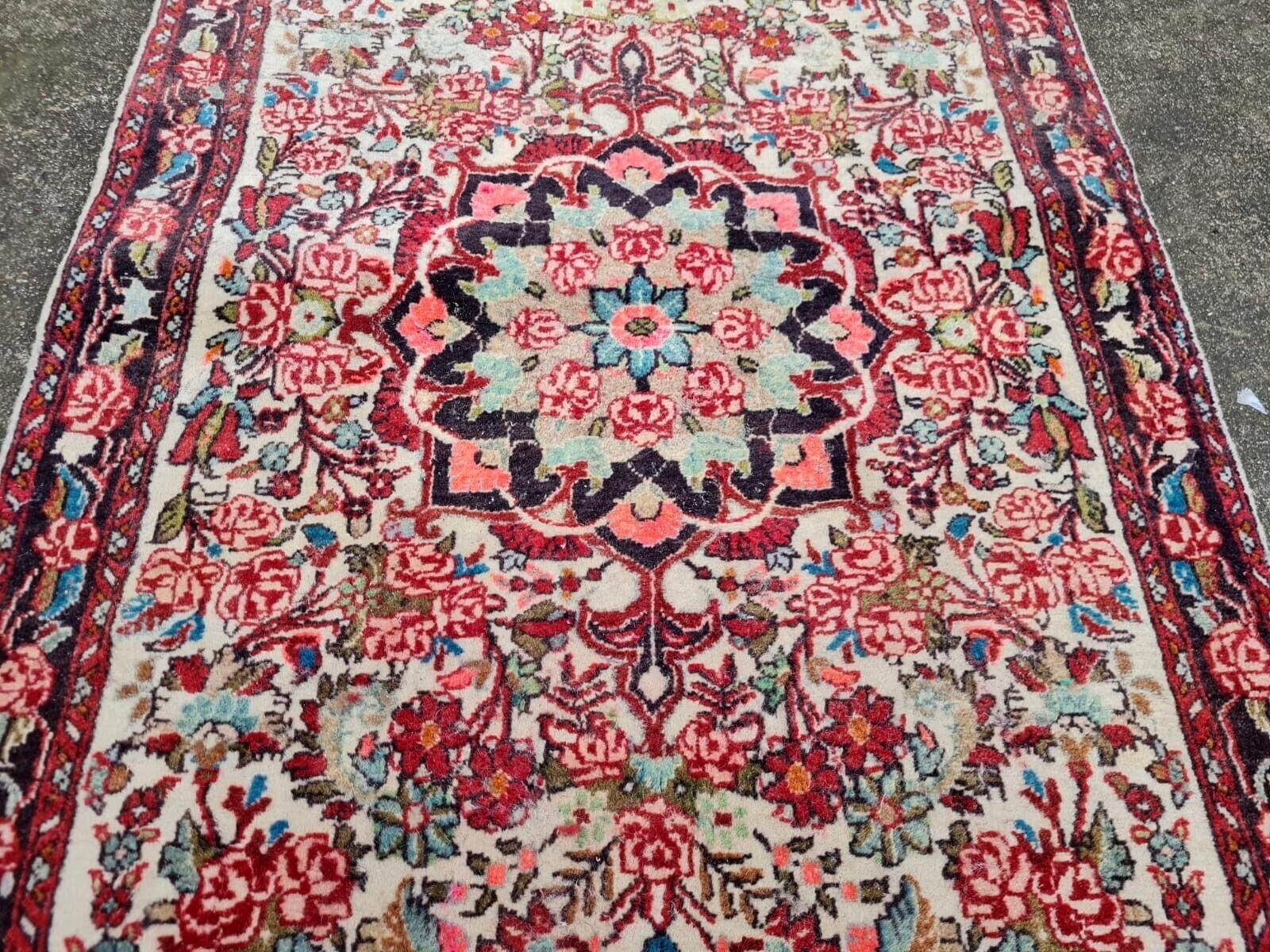 Handgefertigte Vintage persischen Bidjar Teppich 2,7 'x 4' 1950er Jahre - 2K49 (Handgeknüpft) im Angebot