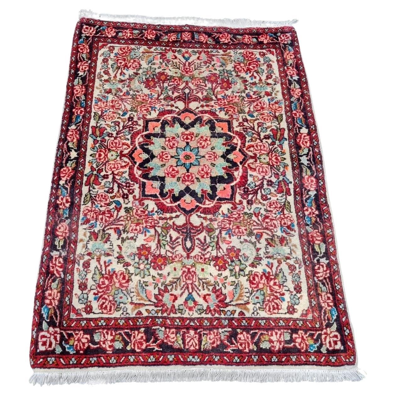 Handgefertigte Vintage persischen Bidjar Teppich 2,7 'x 4' 1950er Jahre - 2K49 im Angebot