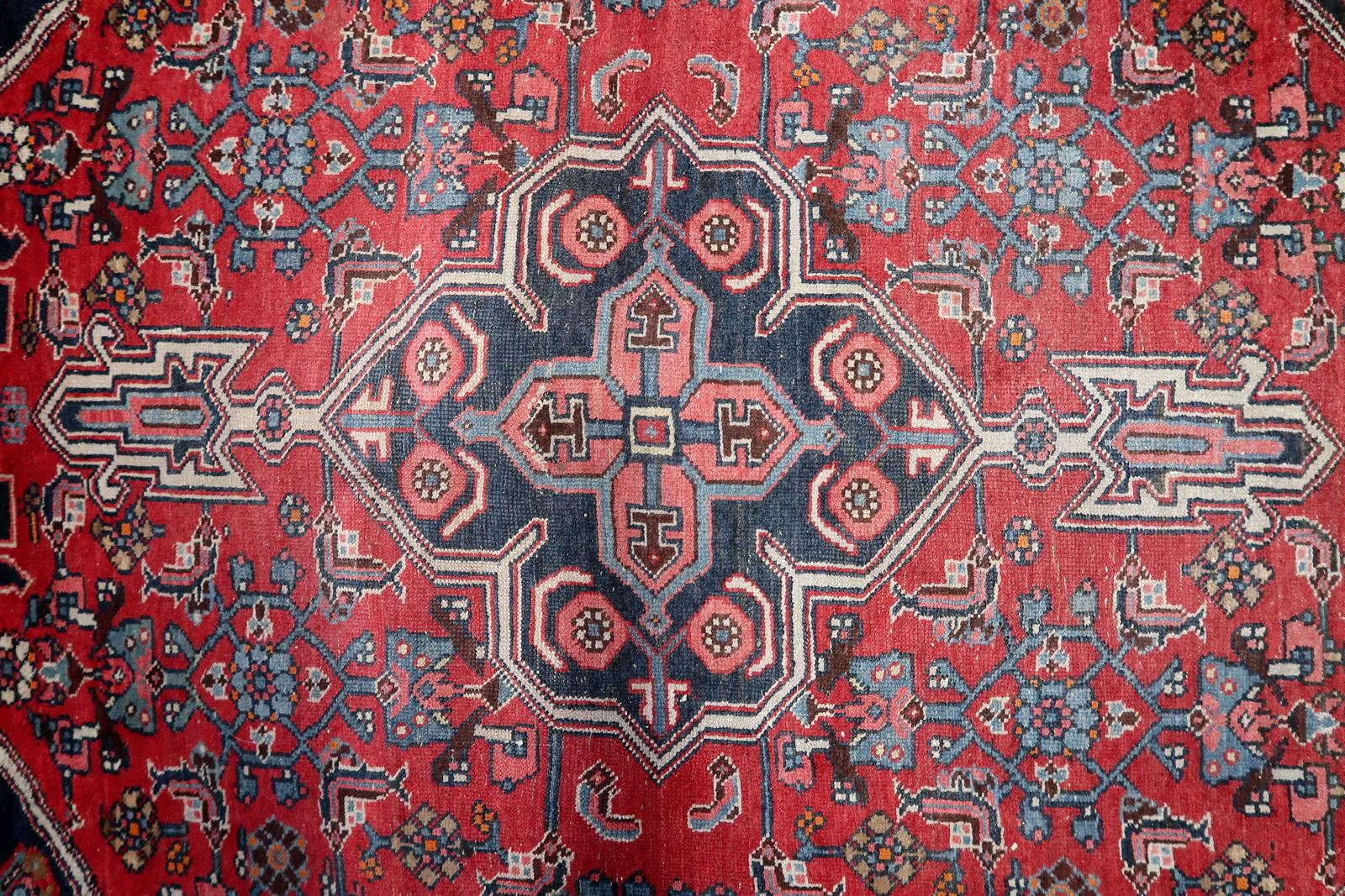 Mid-20th Century Handmade Vintage Persian Bidjar Rug 3.6' x 5.7', 1960s - 1C1142 For Sale