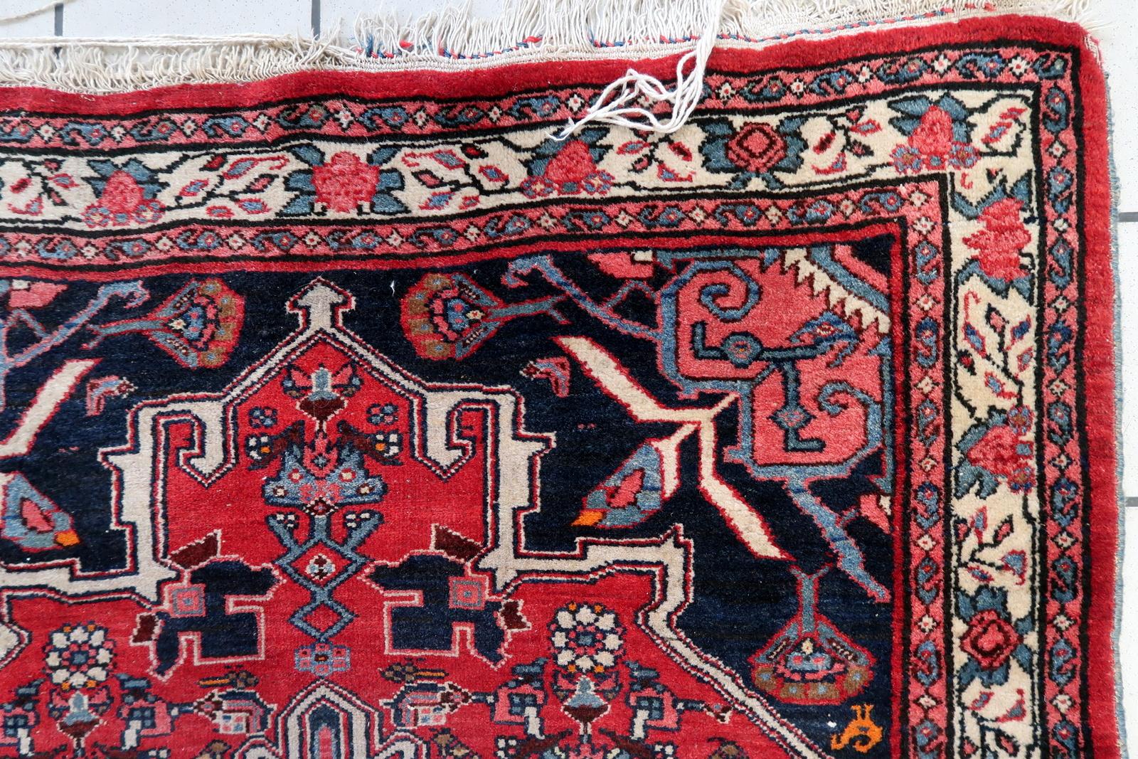 Handmade Vintage Persian Bidjar Rug 3.6' x 5.7', 1960s - 1C1142 For Sale 2