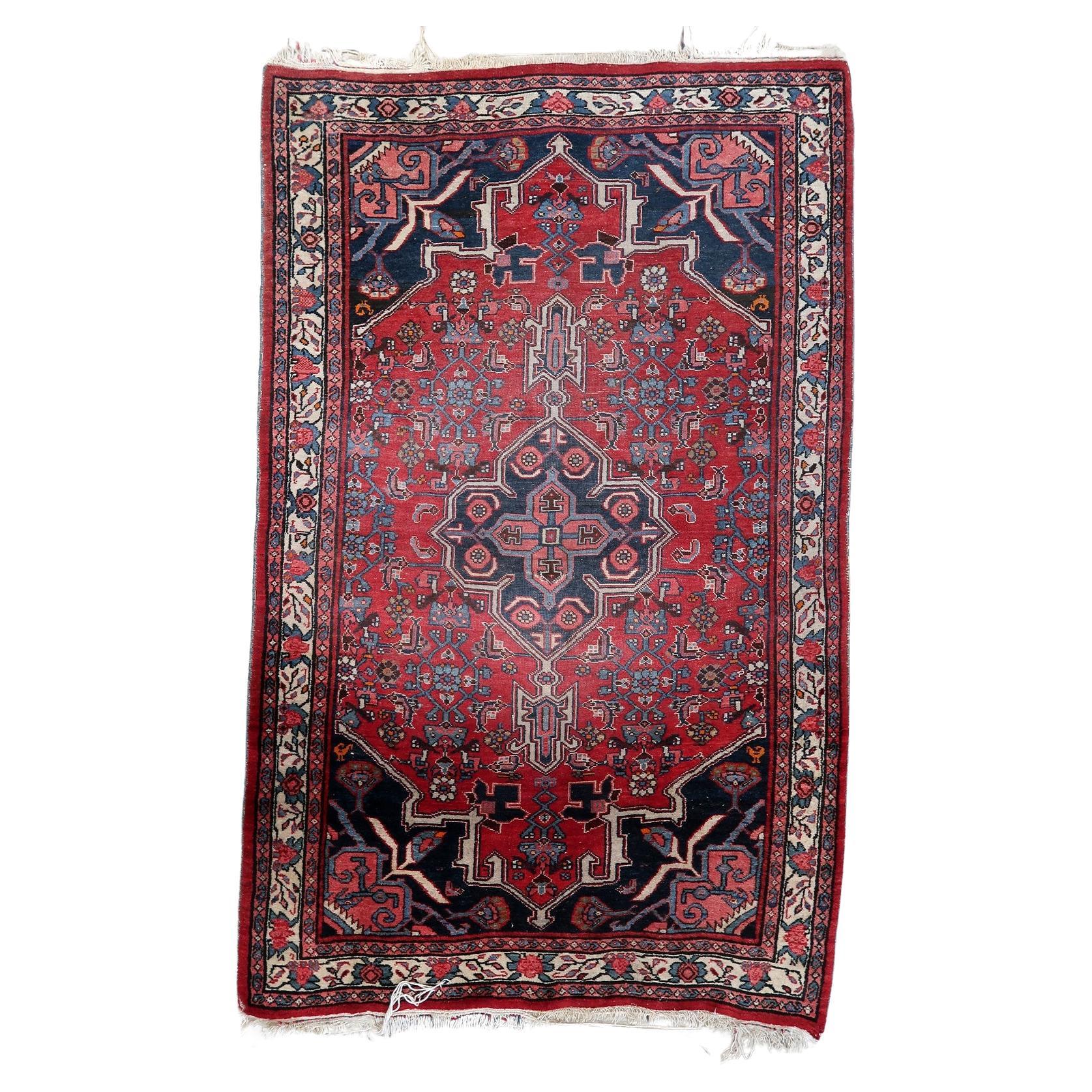 Handmade Vintage Persian Bidjar Rug 3.6' x 5.7', 1960s - 1C1142 For Sale