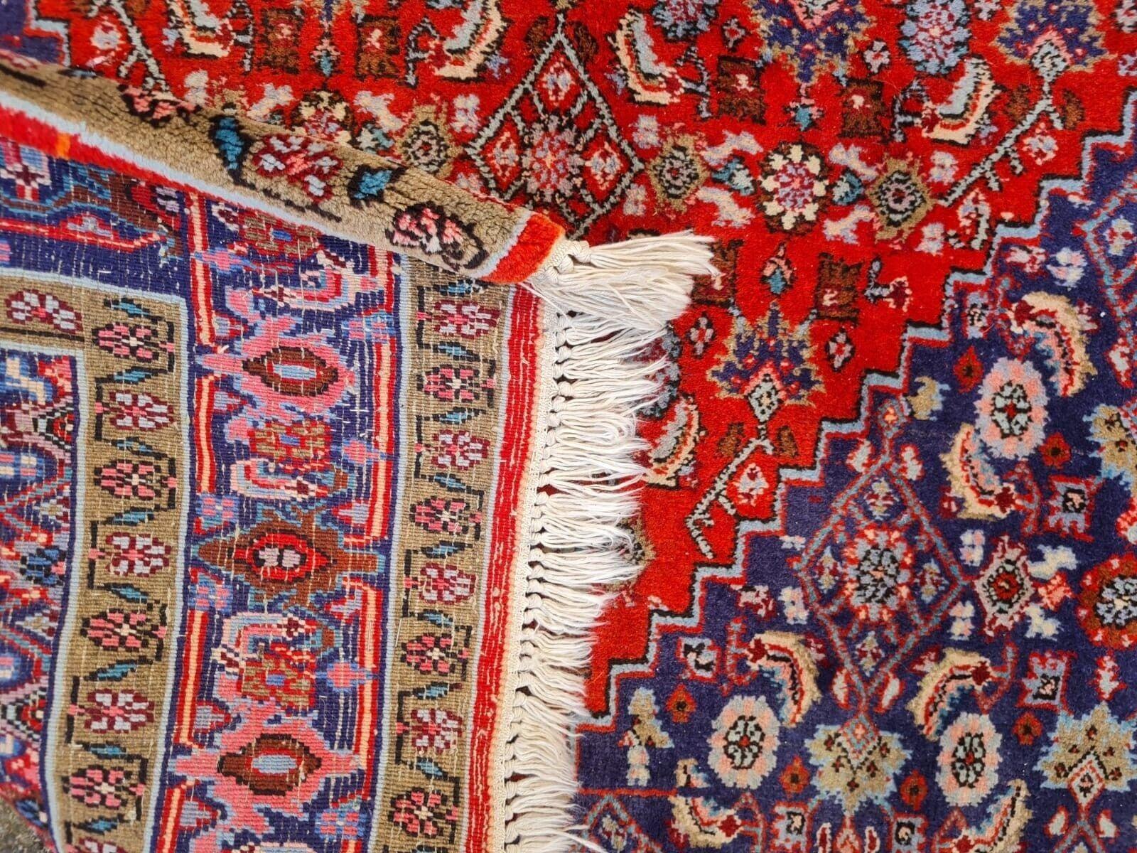 Alfombra Persa Bidjar Vintage hecha a mano 3.9' x 5.2' Años 60 - 2K46 en Bueno estado para la venta en Bordeaux, FR
