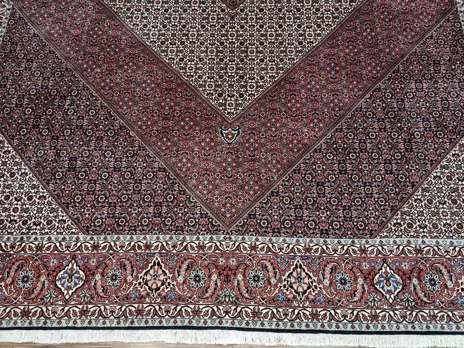 Handgefertigter persischer Bidjar-Teppich im Vintage-Stil 9,8' x 12,9' 1970er Jahre - 1D187 im Zustand „Gut“ im Angebot in Bordeaux, FR