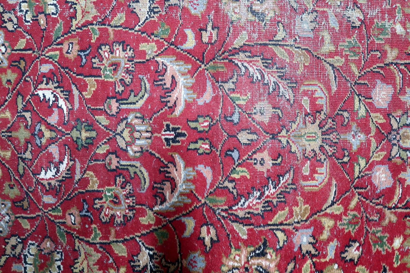Handgefertigter Vintage Persian Distressed Hamadan Teppich 4.2' x 6.2', 1950er Jahre - 1C1186 (Wolle) im Angebot