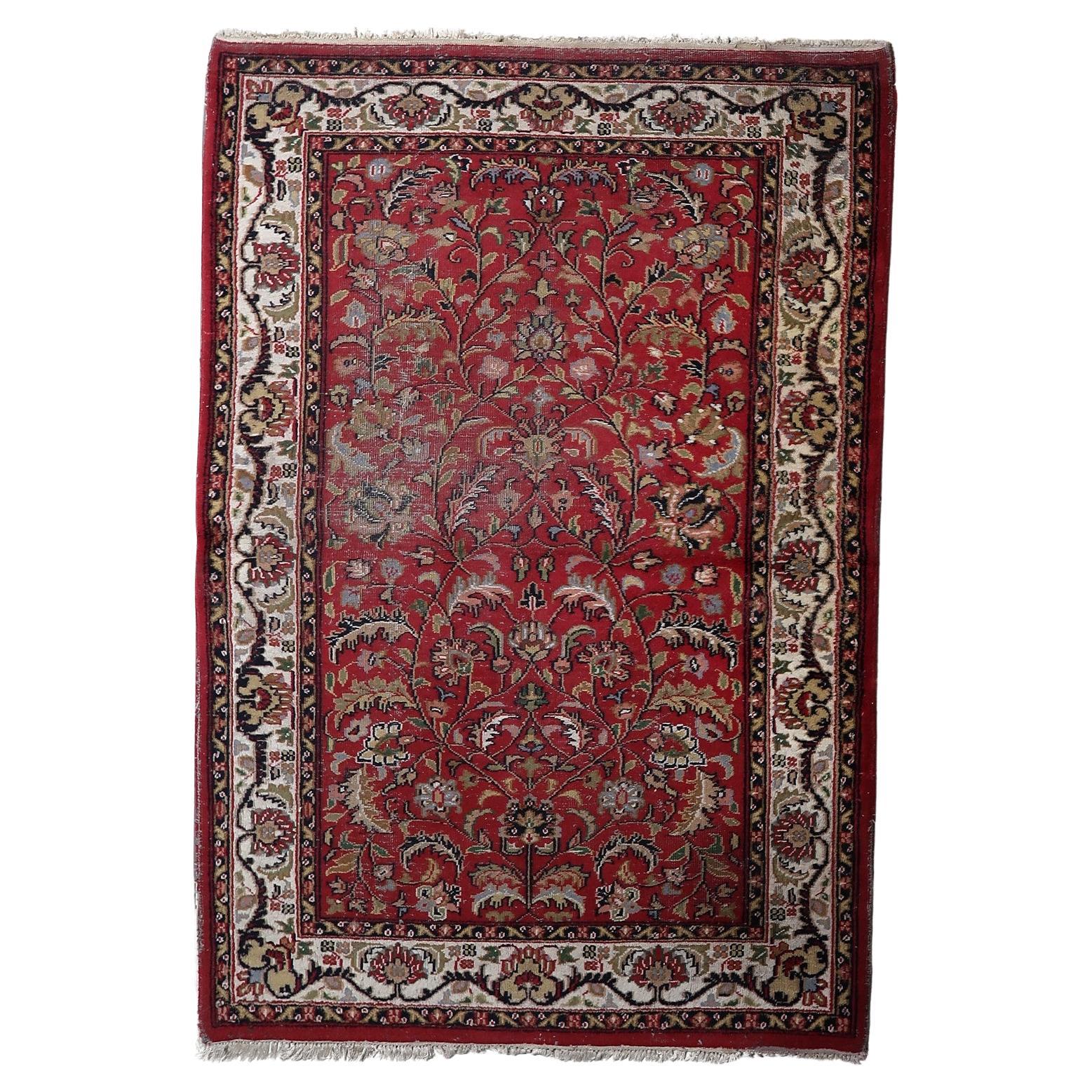 Handgefertigter Vintage Persian Distressed Hamadan Teppich 4.2' x 6.2', 1950er Jahre - 1C1186