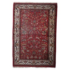 Handgefertigter Vintage Persian Distressed Hamadan Teppich 4.2' x 6.2', 1950er Jahre - 1C1186
