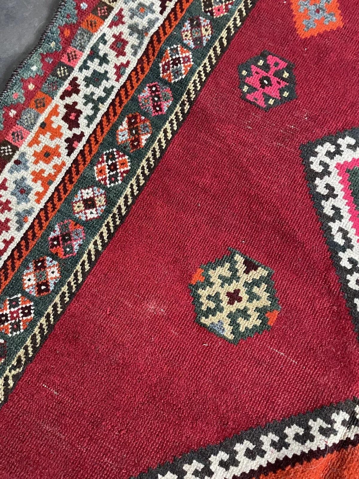 Handgefertigter alter persischer Gabbeh-Teppich 3,5' x 6,7', 1960er Jahre - 1N54 im Angebot 7