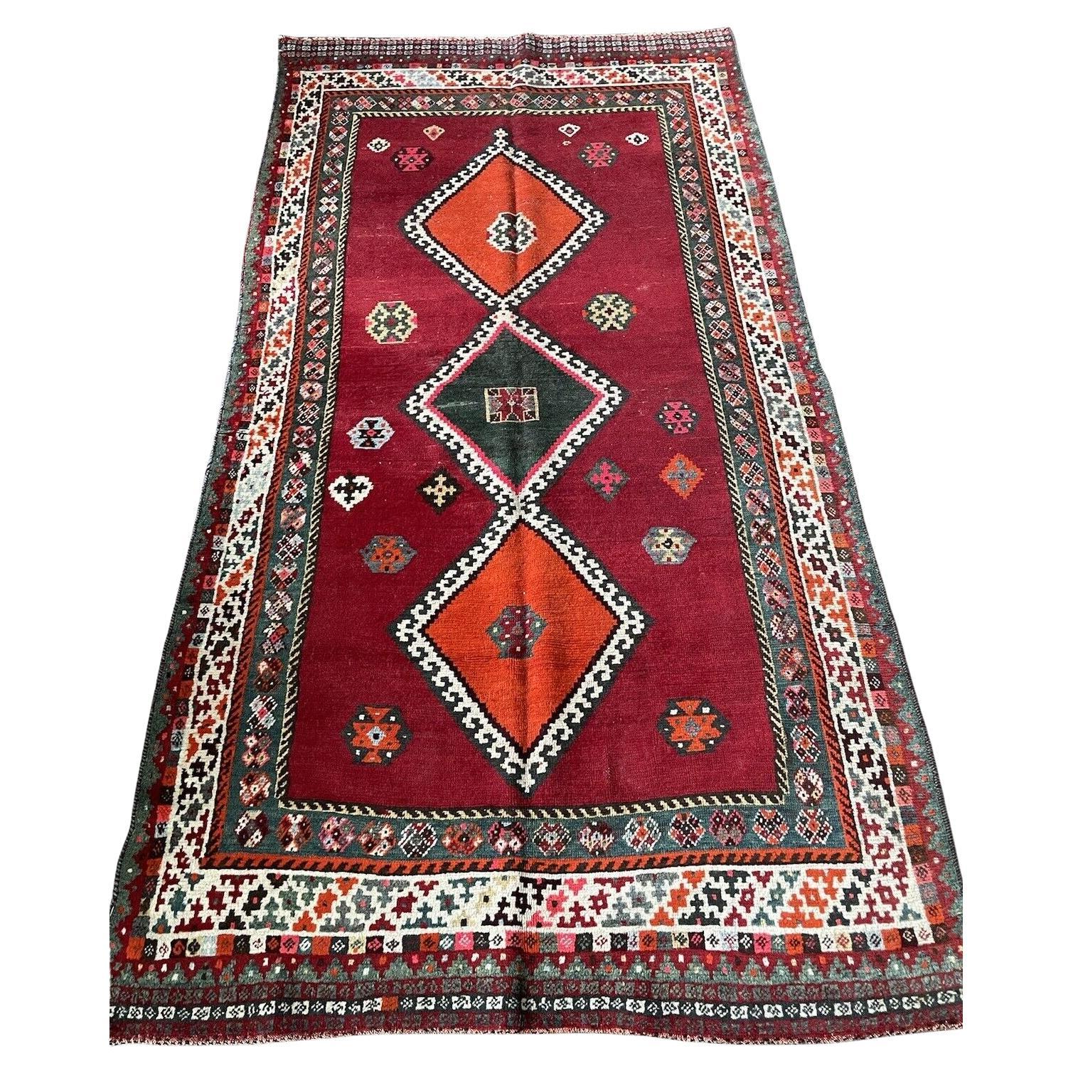 Handmade Vintage Persian Gabbeh Rug 3.5' x 6.7', 1960s - 1N54