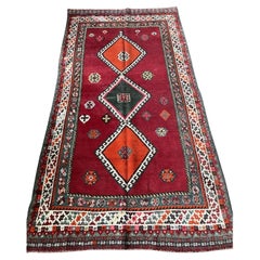 Handmade Vintage Persian Gabbeh Rug 3.5' x 6.7', 1960s - 1N54