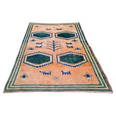 Handmade Vintage Persian Gabbeh Rug 4' x 5.6' 1970s - 2K28