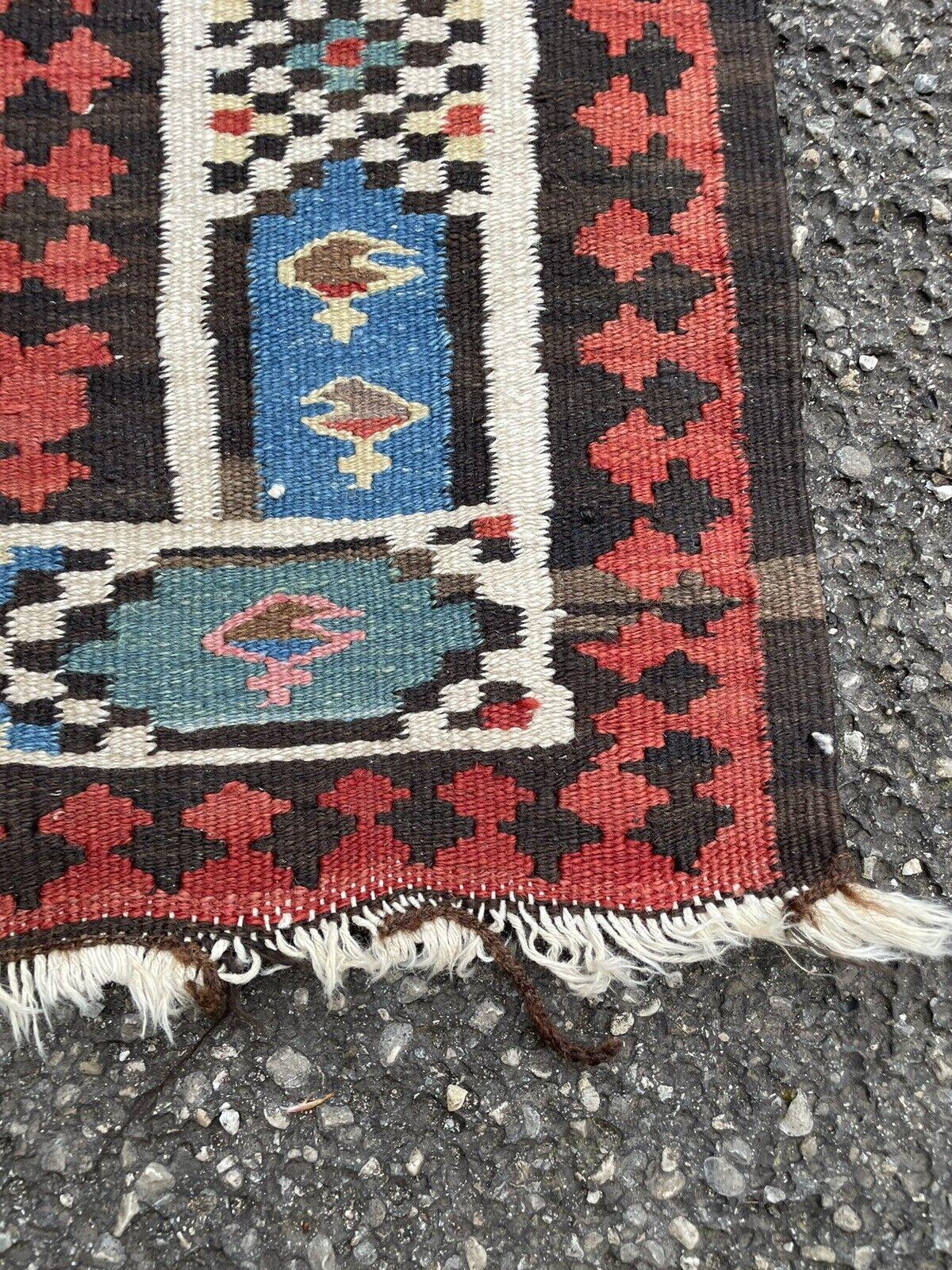 Handgefertigter persischer Gashkai Flachgewebe-Läufer im Vintage-Stil 3.4' x 11', 1970er Jahre - 1N66 im Angebot 5