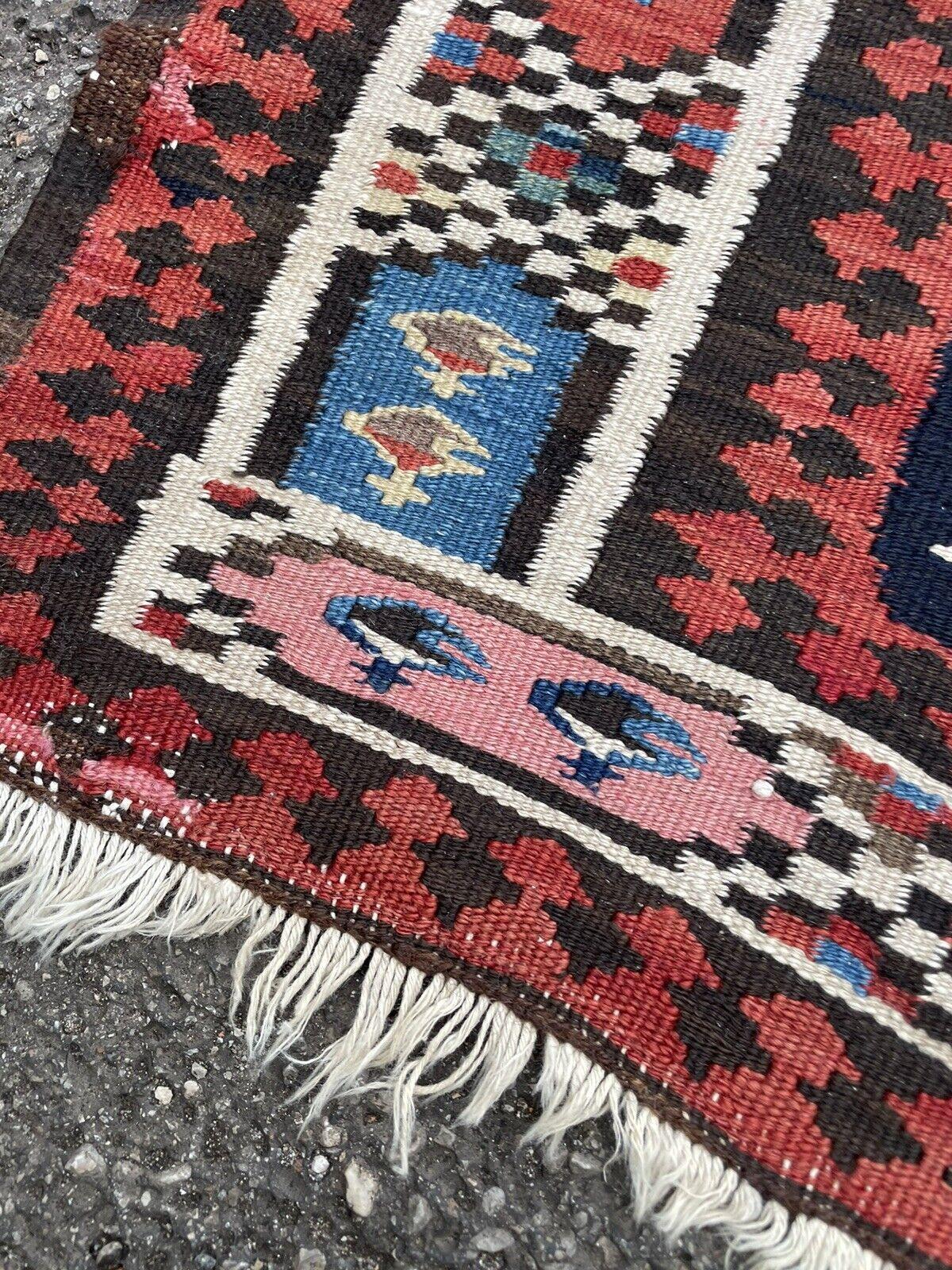Handgefertigter persischer Gashkai Flachgewebe-Läufer im Vintage-Stil 3.4' x 11', 1970er Jahre - 1N66 (Handgewebt) im Angebot