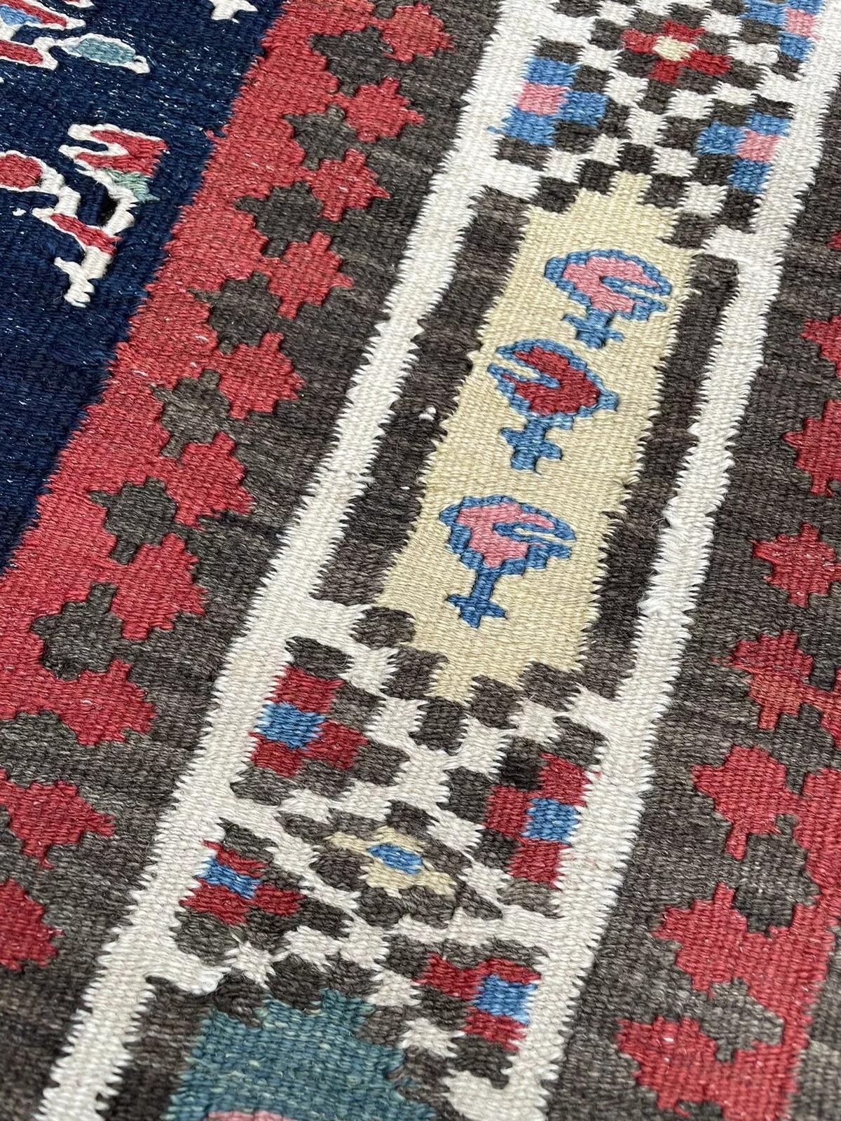 Handgefertigter persischer Gashkai Flachgewebe-Läufer im Vintage-Stil 3.4' x 11', 1970er Jahre - 1N66 im Angebot 2