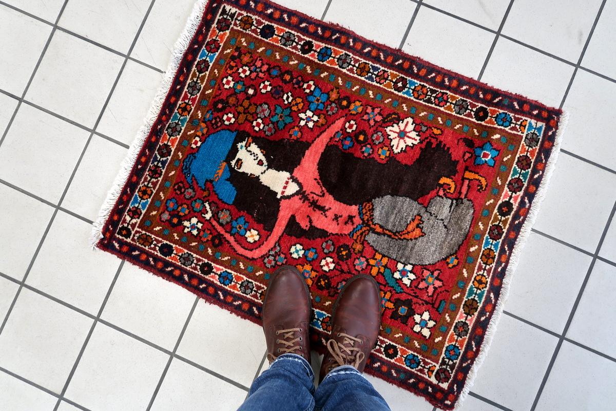 Handmade Vintage Persian Hamadan Rug 2.3' x 2.9' 1970s - 1С1161 For Sale 2