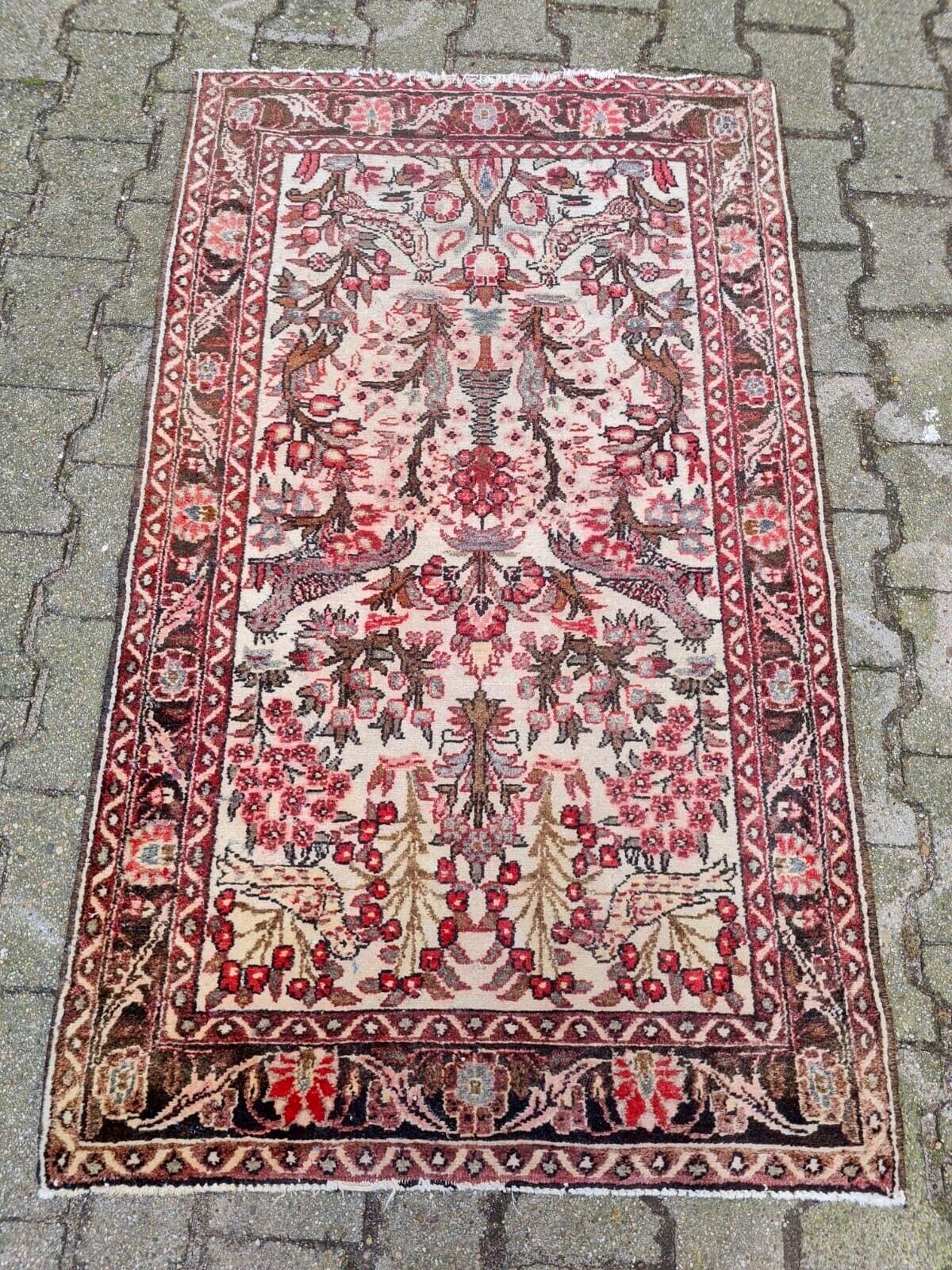 Handgefertigte Vintage persischen Hamadan Teppich 2,8 'x 4,6' 1950er Jahre - 2K45 (Wolle) im Angebot